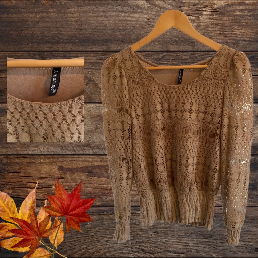 Amazing | Sweater | Brown | Open Knit